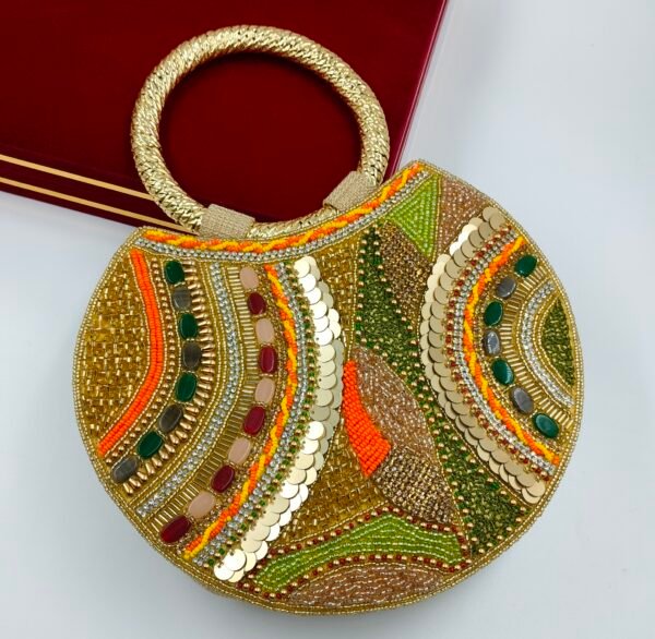 Jute Beaded Party Handbag