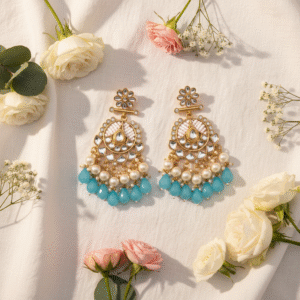 Turquoise Kundan Chandbalis | Radiant Jewels Store