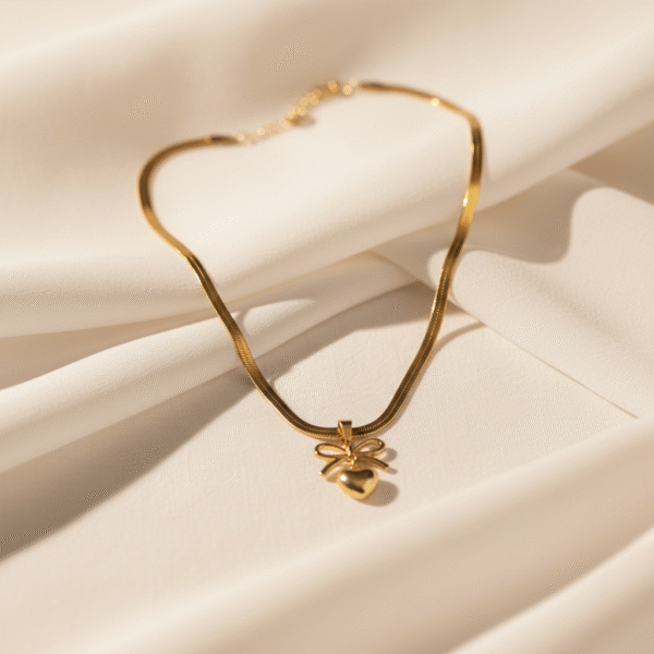 Anti tarnish Bow & Heart Shape Pendant | Radiant Jewels Store