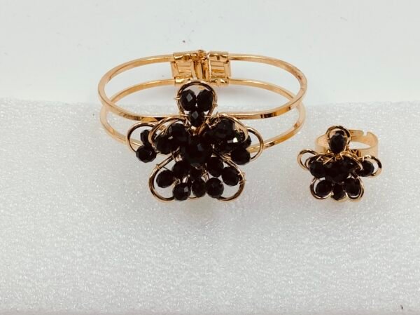 Black ring and bracelet combo