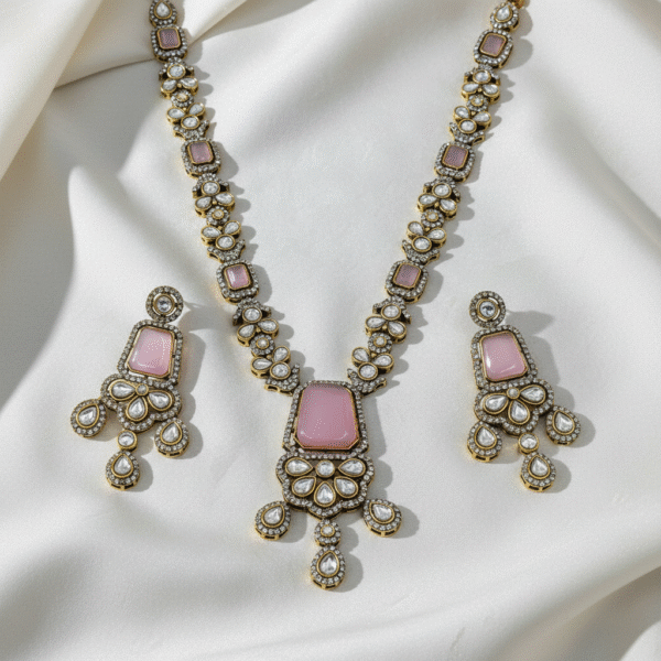 Pink Kundan Long Necklace Set 2| Radiant Jewels Store