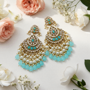 Aqua Pearl Dangler Earrings | Radiant Jewels Store