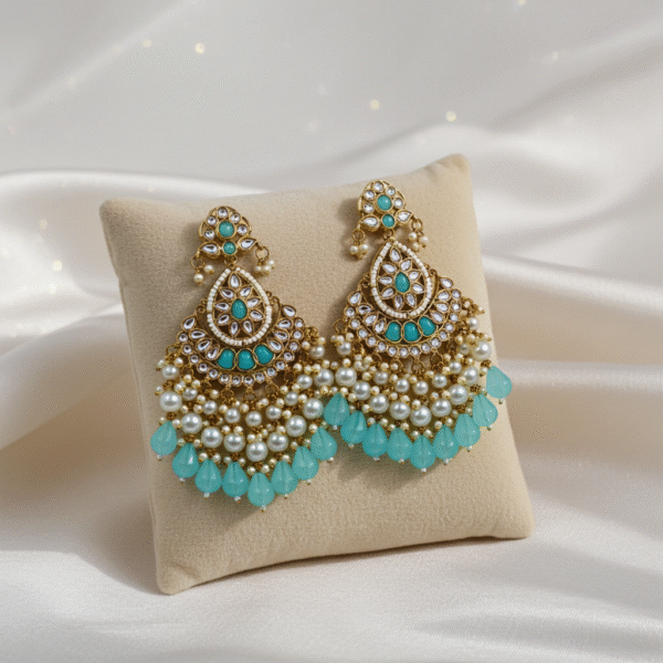 Aqua Pearl Dangler Earrings RJS| Radiant Jewels Store