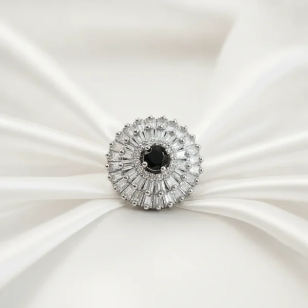 Black CZ Halo Ring | Radiant Jewels Store
