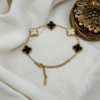 Black & White Clover Charm Bracelet