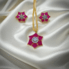 Bold Pink Floral Pendant Set | Radiant Jewels Store