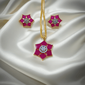 Bold Pink Floral Pendant Set | Radiant Jewels Store