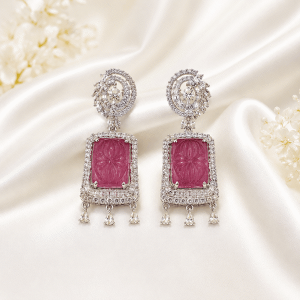 Carved Pink CZ Drops RJS | Radiant Jewels Store