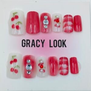 Cherry Charm Press-On Nails |www.radiantjewels.store