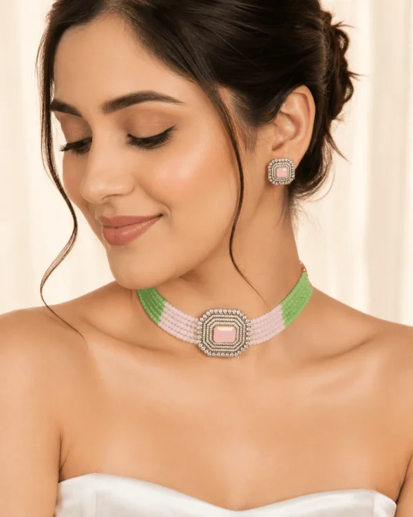 Crystal Choker Necklace Set | Radiant Jewels Store