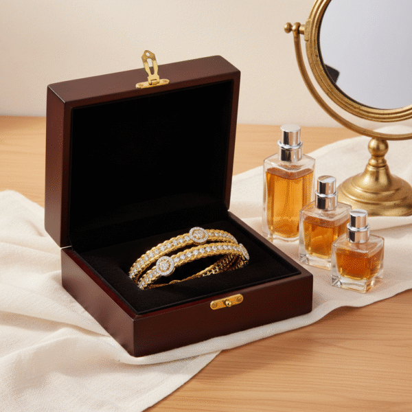 Double Layer Golden Crystal Bangles | Radiant Jewels Store