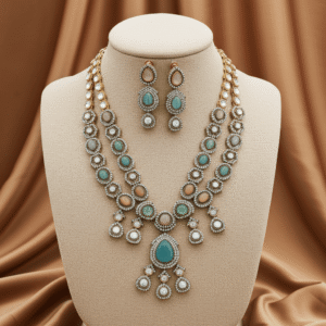 Dual Layer Kundan Necklace Set | Radiant Jewels Store