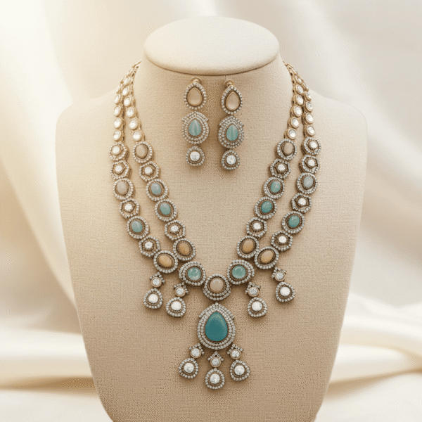 Dual Layer Kundan Necklace Set RJS | Radiant Jewels Store