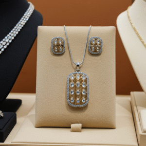 Dual Tone Kundan Pendant Set | Radiant Jewels Store