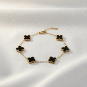 Elegant Black Clover Charm Bracelet | Radiant Jewels Store