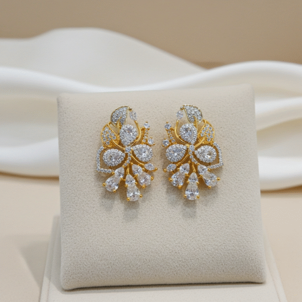 Elegant Gold-Finish Floral Studs | Radiant Jewels Store