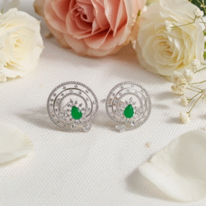 Emerald Green & CZ Stud Earrings | Radiant Jewels Store