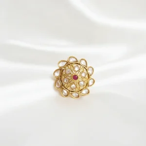 Ethnic Round Kundan Ring | Radiant Jewels Store