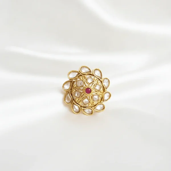 Ethnic Round Kundan Ring | Radiant Jewels Store