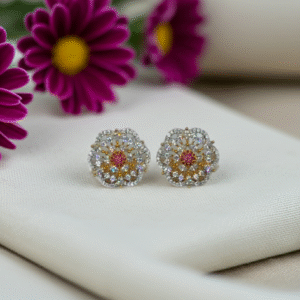 Floral Pink Zircon Studs| Radiant Jewels Store