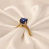 Gold Plated Blue Stone AD Ring | Radiant Jewels Store