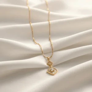 Golden Chain with Sparkling Pendant RJS | Radiant Jewels Store