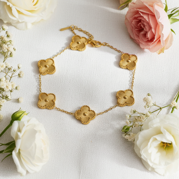 Golden Clover Bracelet RJS | Radiant Jewels Store