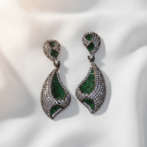  Green & Silver CZ Earrings | Radiant Jewels Store