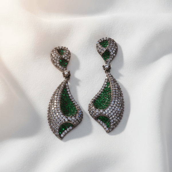  Green & Silver CZ Earrings | Radiant Jewels Store