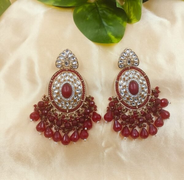 Maroon Kundan Earrings – www.radiantjewels.store