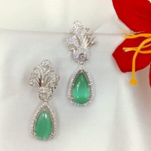 CZ Earrings with Mint Green Drops | www.radiantjewels.store