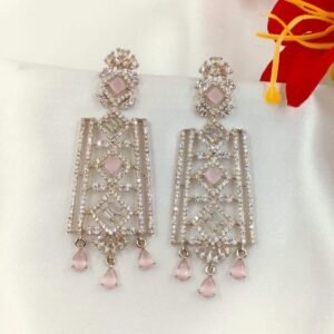 Pink Sparkle CZ Earrings from www.radiantjewels.store – Silver-toned pink stud earrings