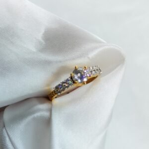 Gold Plated Solitaire Pavé Ring | www.radiantjewels.store