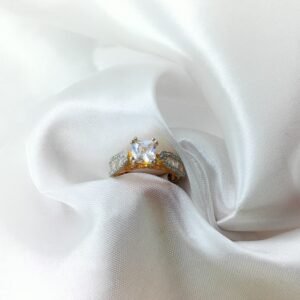Gold Plated Princess-Cut AD Ring | www.radiantjewels.store