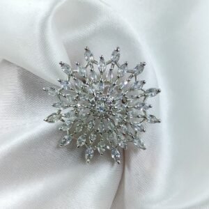 Silver Finish Floral CZ Ring – | RadiantJewels.store