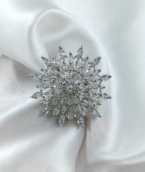 Silver Finish Floral CZ Ring – | RadiantJewels.store