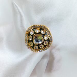 Gold Finish Kundan Ring | www.radiantjewels.store