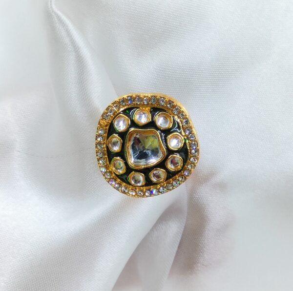 Gold Finish Kundan Ring | www.radiantjewels.store