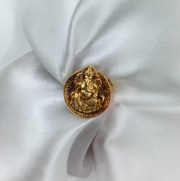 Gold-Plated Lord Ganesha Ring | www.radiantjewels.store