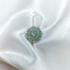 Elegant Mint Green Floral CZ Ring | www.radiantjewels.store