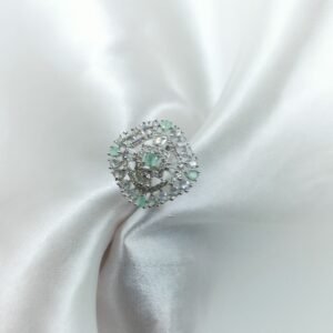 Mint Green Accented CZ Geometric Ring | www.radiantjewels.store