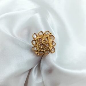 Gold Tone Kundan Ring - Radiant Jewels Exclusive | www.radiantjewels.store