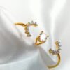 Gold Plated Twin Ring with Solitaire and CZ Accents
