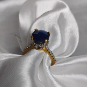 Gold Plated Blue Stone AD Ring | www.radiantjewels.store