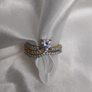 Gold Plated AD Crossover Ring | www.radiantjewels.store