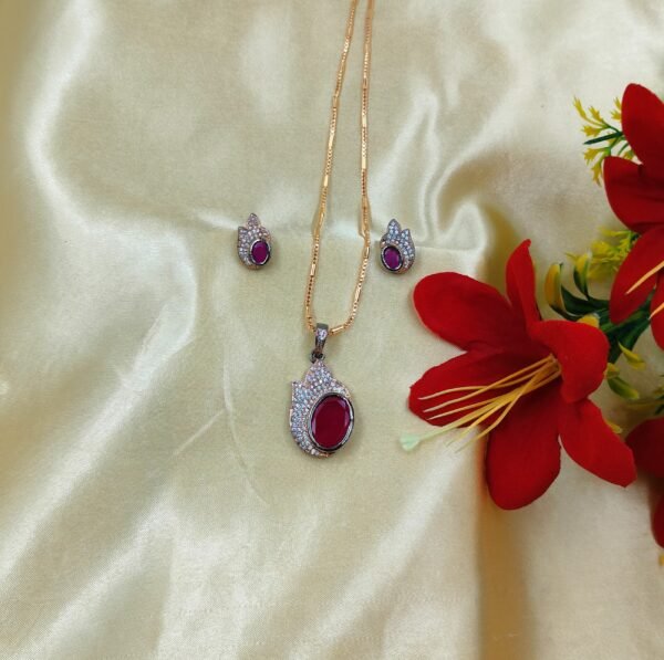 Rose Gold Ruby Spark Pendant Set | www.radiantjewels.store