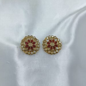 Red Mirror Floral Studs-www.radiantjewels.store