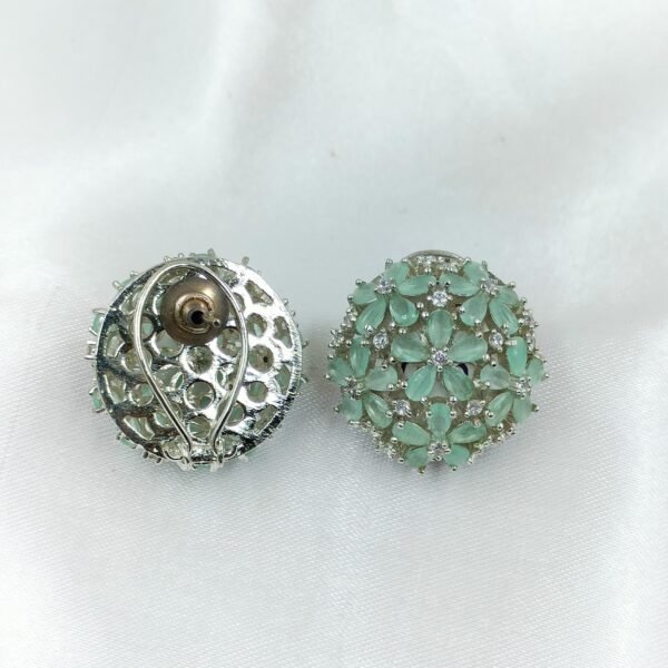Mint Green Floral CZ Stud Earrings – www.radiantjewels.store