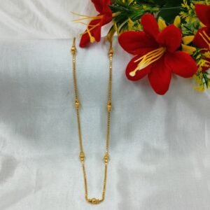 Golden Plated Beaded Chain from www.radiantjewels.store – Elegant Gold Chain Design for Festive Wear