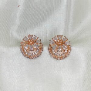Rose Gold Blue Zircon Studs-www.radiantjewels.store